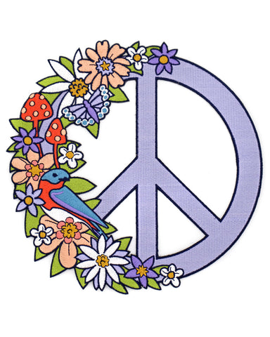 Flower Peace Sign Large Back Patch