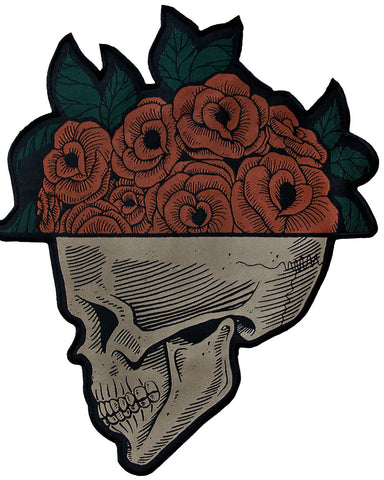 Thinking Of You Skull & Roses Large Back Patch