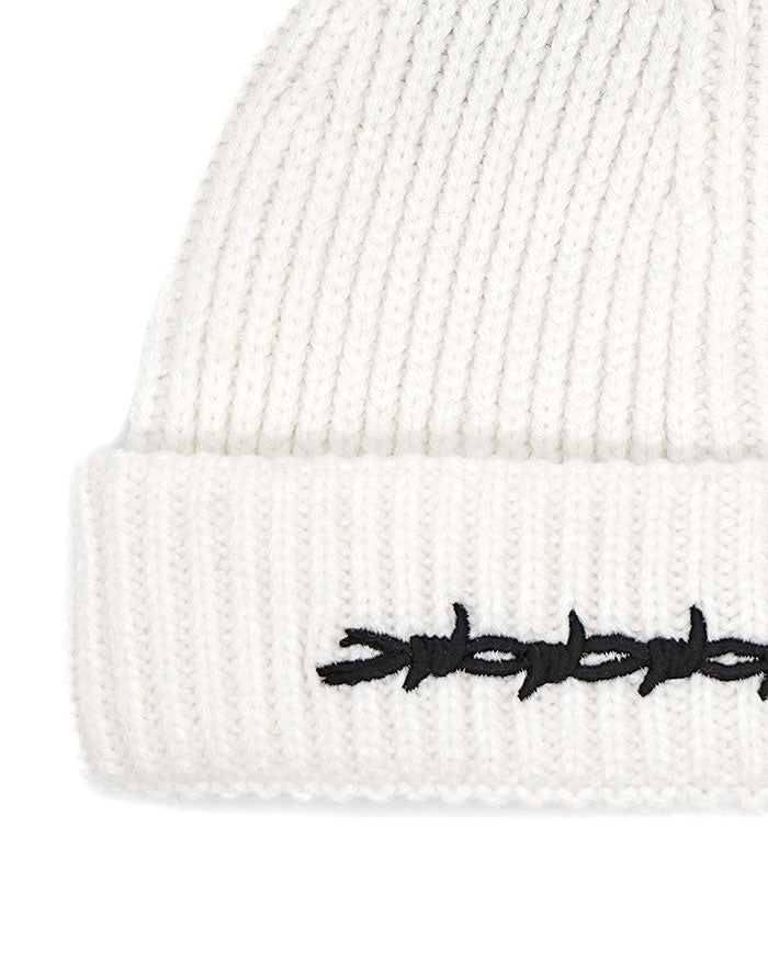 Barbed Wire Fisherman Beanie White