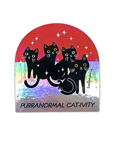 Purr-Anormal Cat-Ivity Holographic Sticker