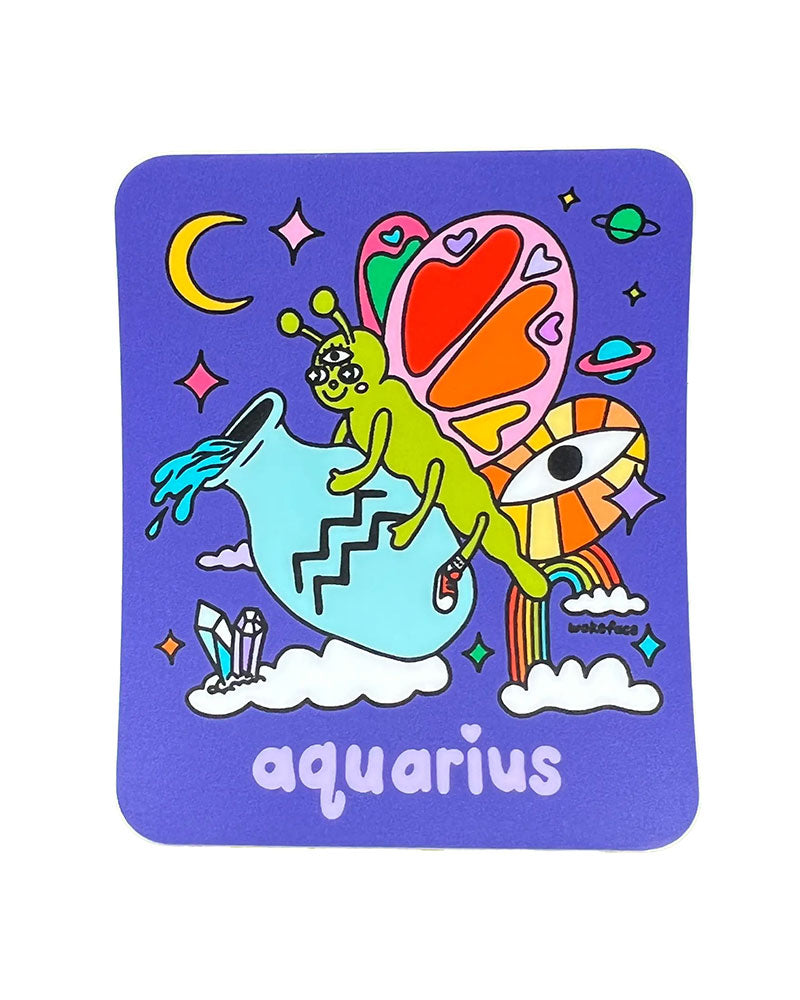 Aquarius Wokeface Zodiac Sticker-Wokeface-Strange Ways