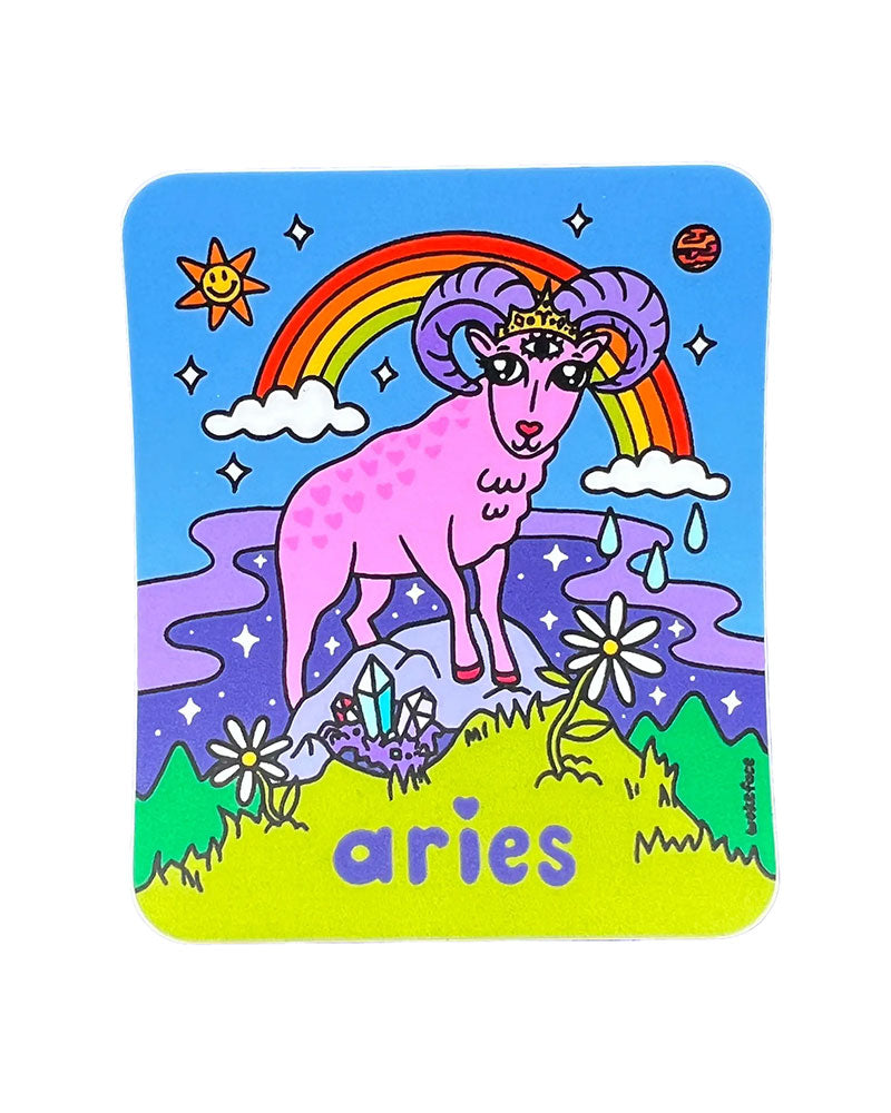 Aries Wokeface Zodiac Sticker-Wokeface-Strange Ways