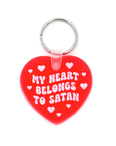 My Heart Belongs To Satan Vinyl Keychain