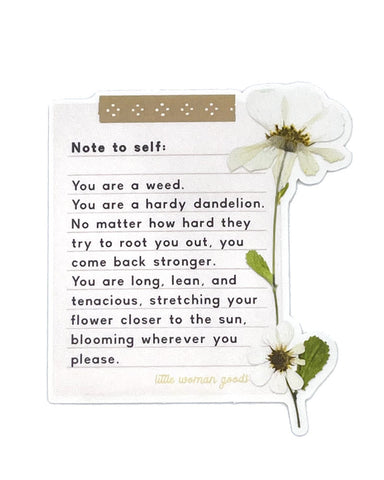 Note To Self Motivational Sticker - Flower