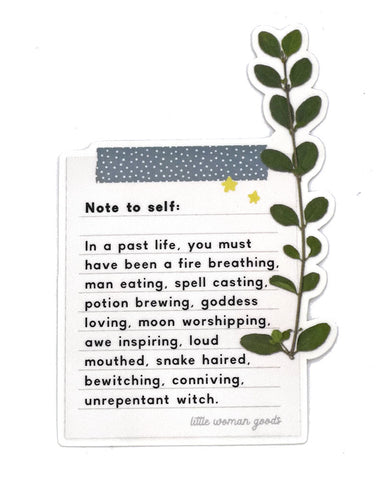 Note To Self Motivational Sticker - Witch