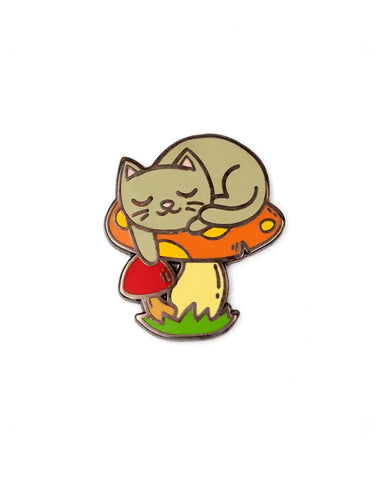 Sleeping Cat Mushroom Pin