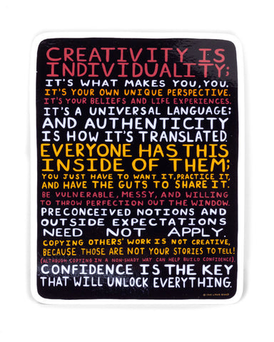 Creativity Is Individuality Sticker