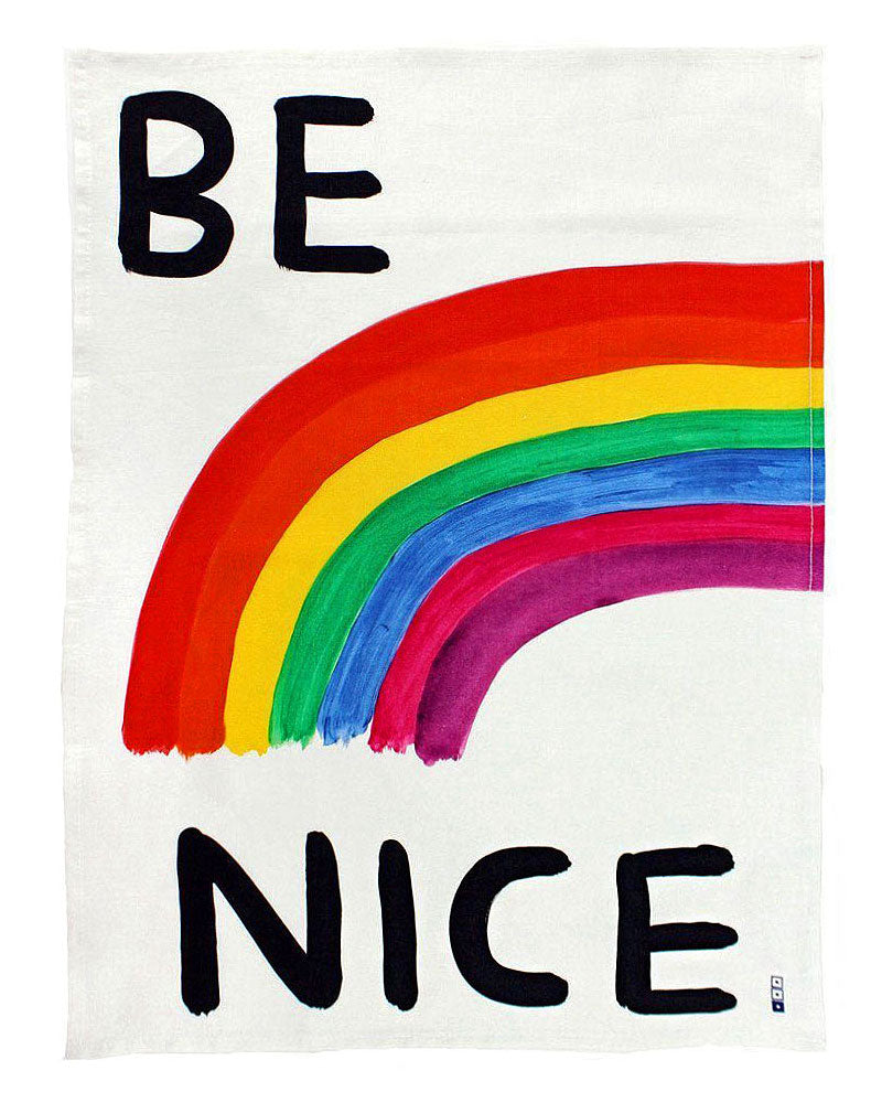 Be Nice Rainbow Tapestry Tea Towel-Third Drawer Down-Strange Ways
