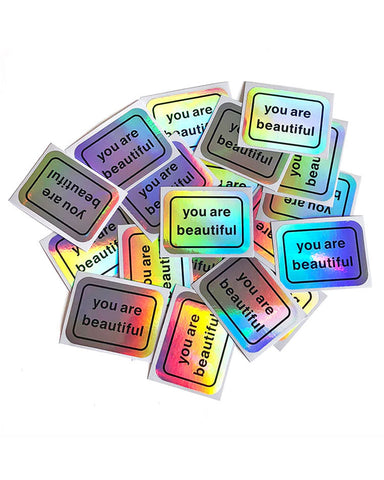 You Are Beautiful Sticker - Holographic (Pack of 20)