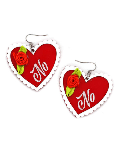 NO Valentine Heart Handmade Acrylic Earrings