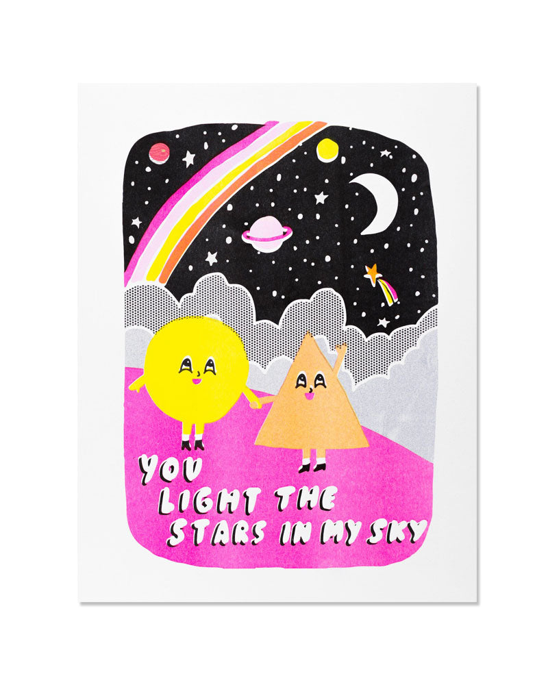You Light The Stars In My Sky Risograph Art Print (11" x 14")-Yellow Owl Workshop-Strange Ways