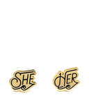 She / Her Gender Pronoun Earrings (Fundraiser)-Dissent Pins-Strange Ways
