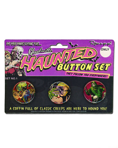 Haunted Pinback Button Set (Set of 3)