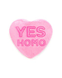 Yes Homo Heart-Shaped Big Pinback Button-The Third Arrow-Strange Ways