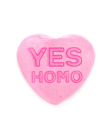 Yes Homo Heart-Shaped Big Pinback Button
