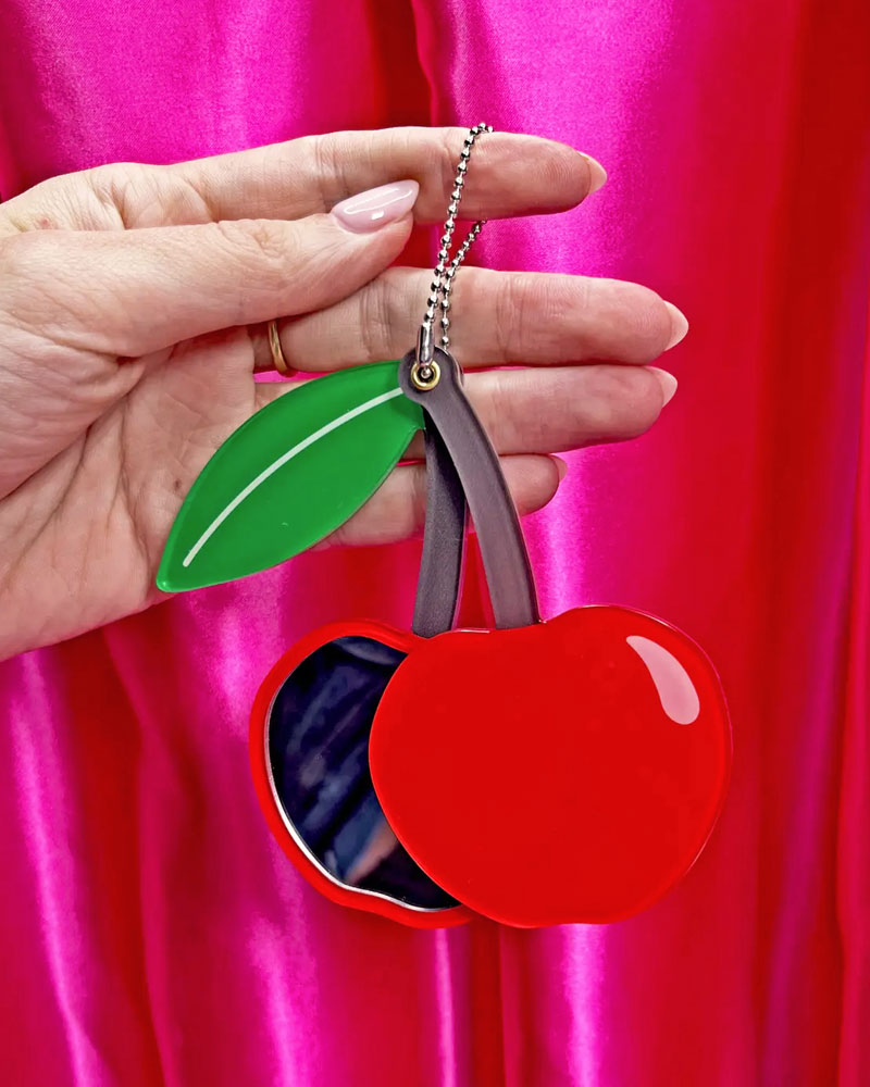 Cherry Compact Mirror Keychain