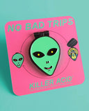No Bad Trips Alien UFO Folding Moving Pin-Killer Acid-Strange Ways