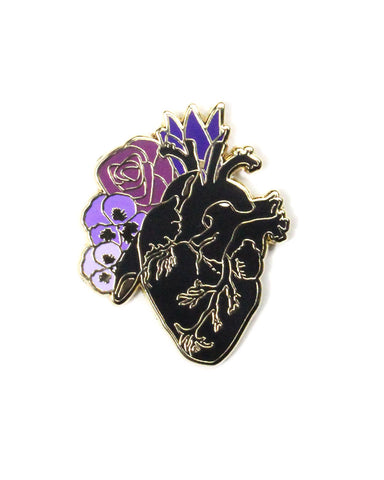 Anatomical Heart Flowers Pin