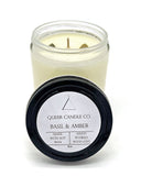 Basil & Amber Soy Candle (8oz)-Queer Candle Co.-Strange Ways