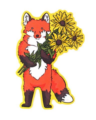 Fox With Flowers Sticker