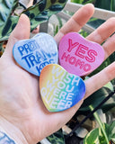 Protect Trans Kids Heart-Shaped Big Pinback Button-The Third Arrow-Strange Ways