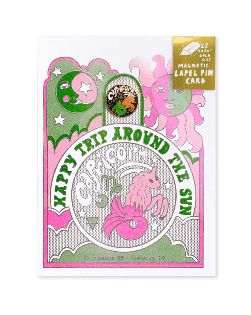 Capricorn - Astrology Birthday Card + Pin Combo-Yellow Owl Workshop-Strange Ways