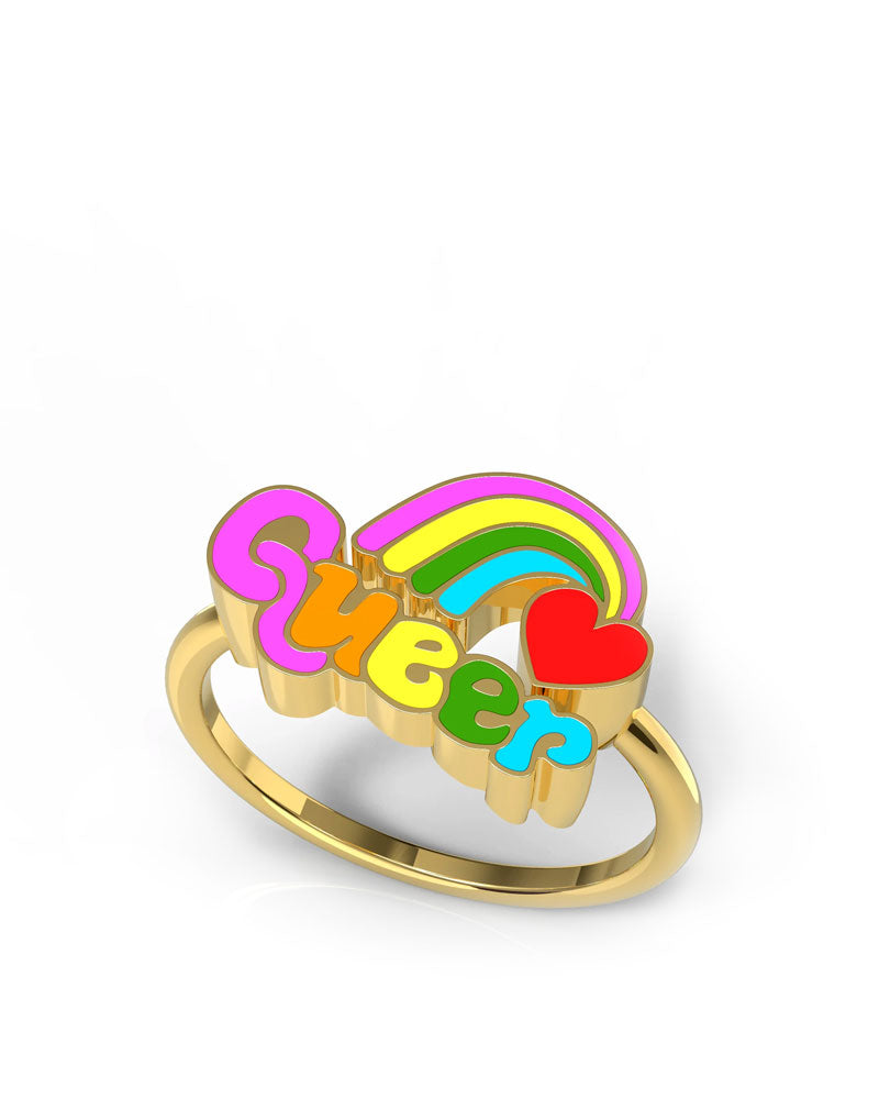 Queer Rainbow Heart Adjustable Ring-Yellow Owl Workshop-Strange Ways