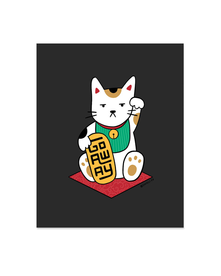 Go Away Maneki Neko Cat Art Print (8" x 10")-JaneLi.co-Strange Ways