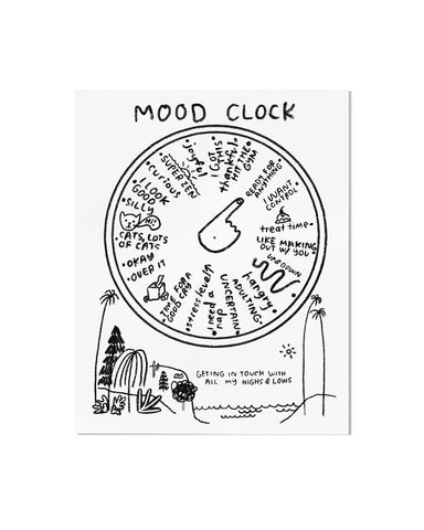 Mood Clock (with Moving Clock Hand) Letterpress Art Print (8" x 10")