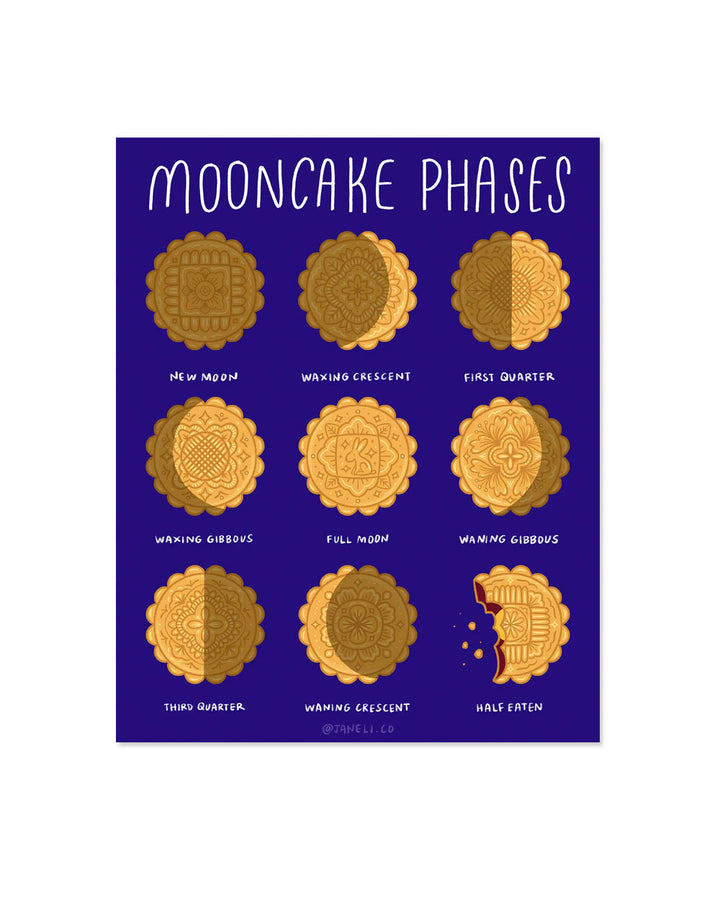 Mooncake Phases Art Print (8" x 10")-JaneLi.co-Strange Ways