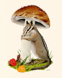 Shelter In Place Chipmunk & Mushroom Art Print (8" x 10")-Ryan Berkley Illustration-Strange Ways