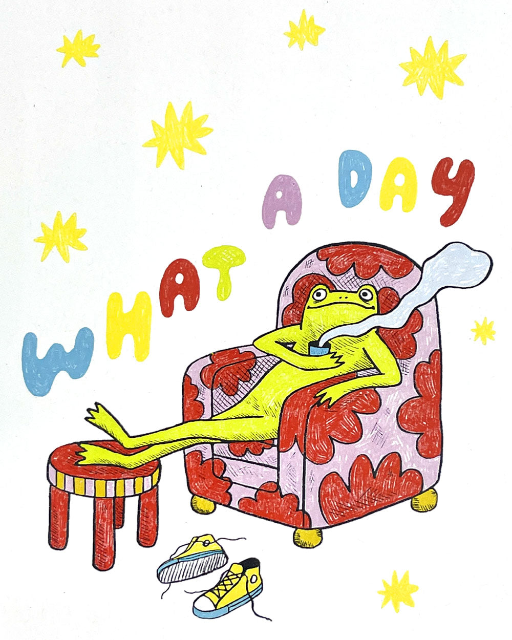 What A Day Frog Art Print (8" x 10")-Allison Mckeen Art-Strange Ways