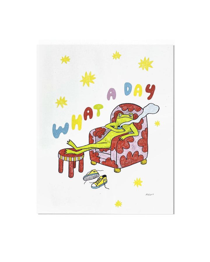 What A Day Frog Art Print (8" x 10")-Allison Mckeen Art-Strange Ways