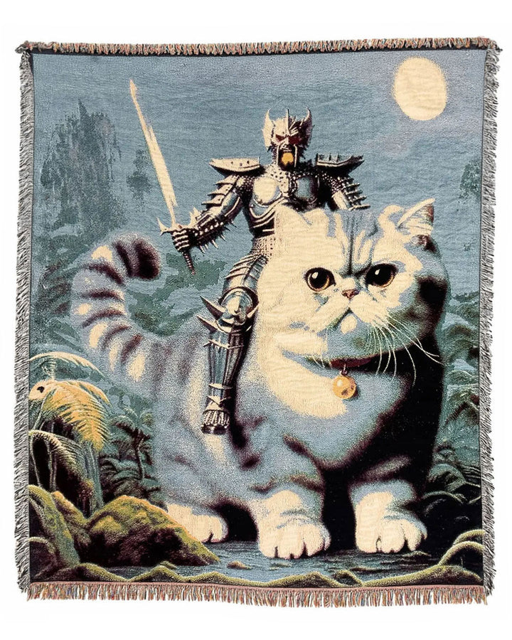 Cat Warrior Woven Blanket-Strike Gently Co.-Strange Ways