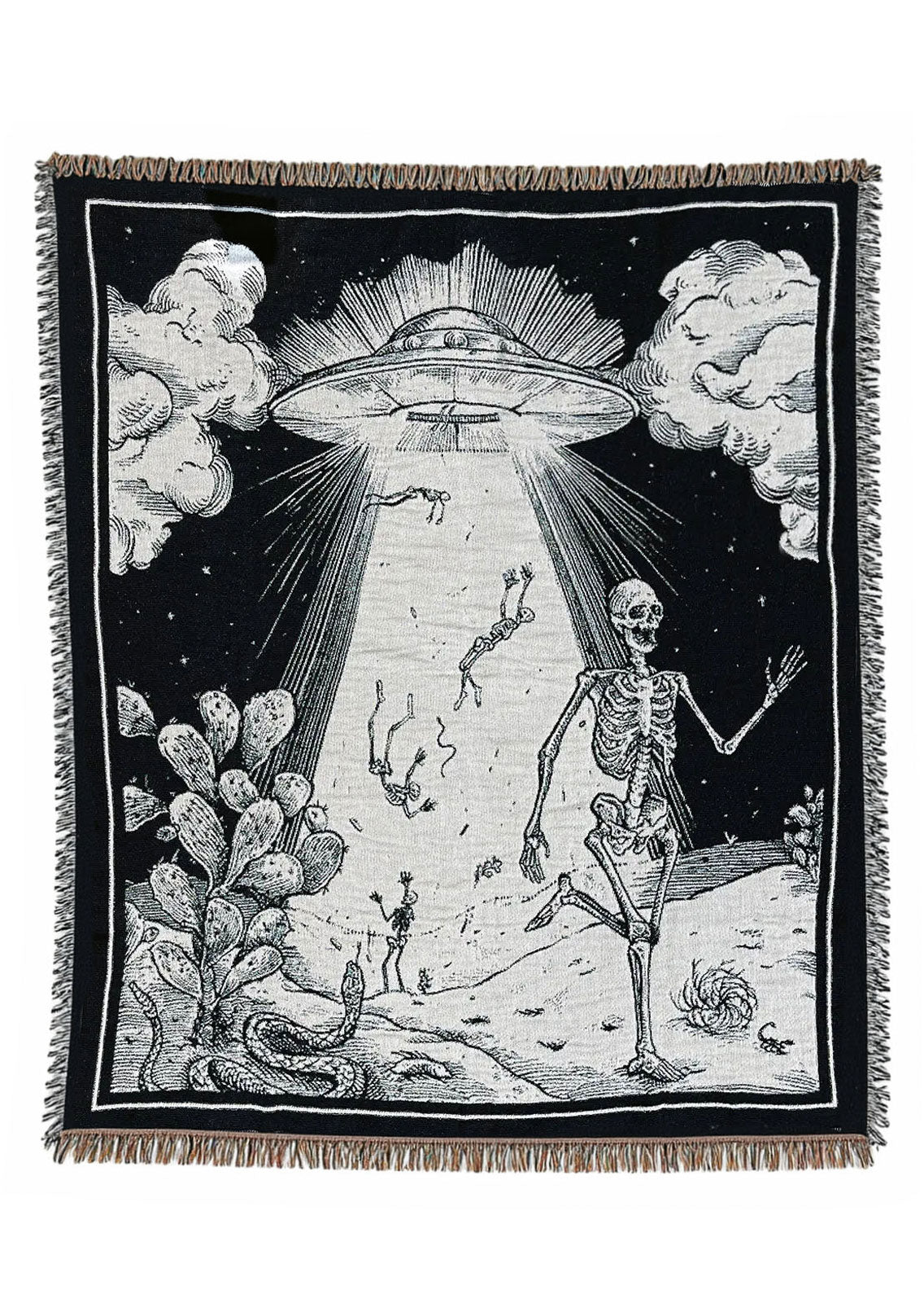 Skeleton Abduction Woven Blanket-Strike Gently Co.-Strange Ways