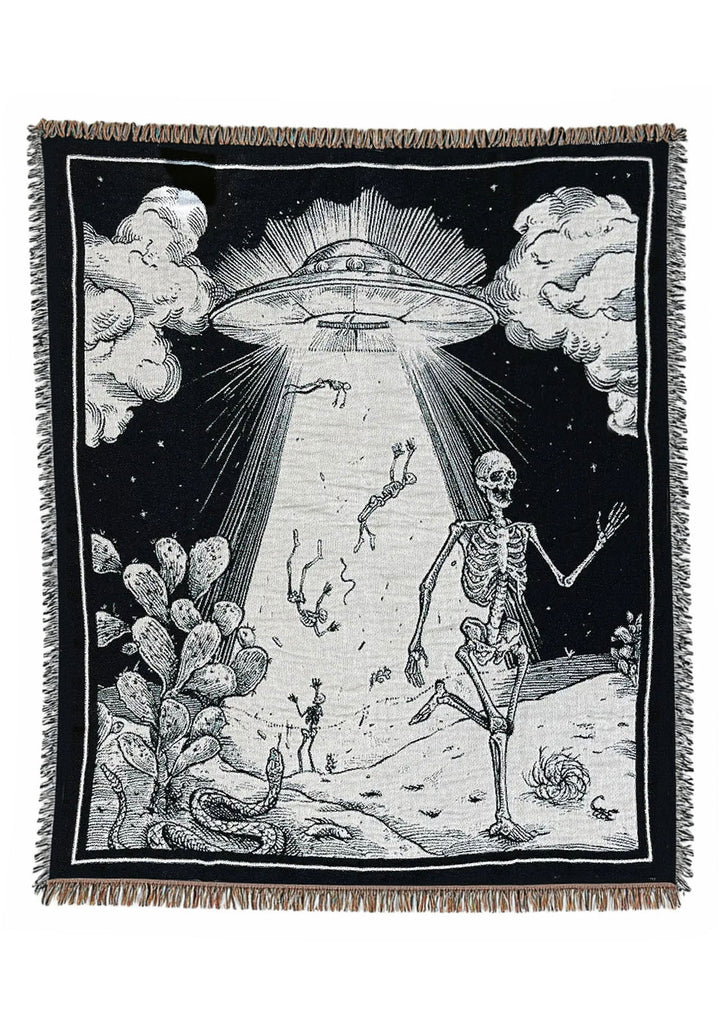 Skeleton Abduction Woven Blanket-Strike Gently Co.-Strange Ways