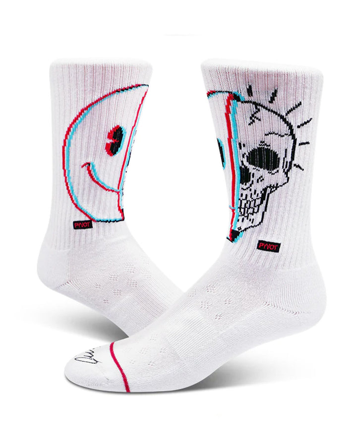 Smiley Face Skull Socks-Pyvot-Strange Ways
