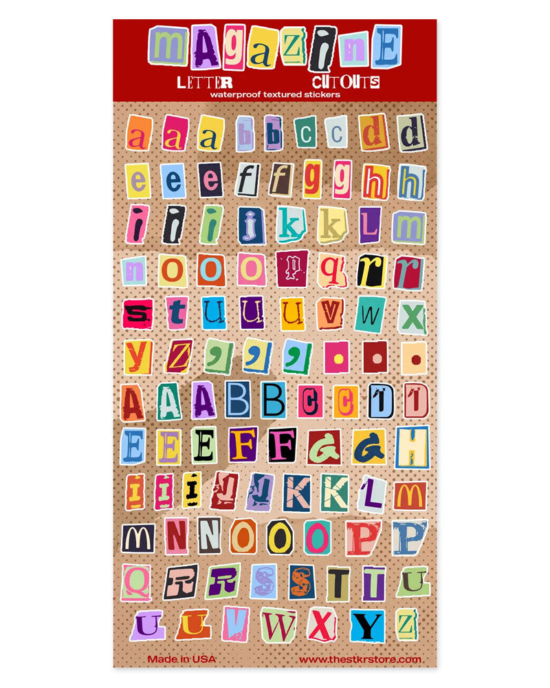Assorted Magazine Letters Sticker Sheet-The Stkr Store-Strange Ways