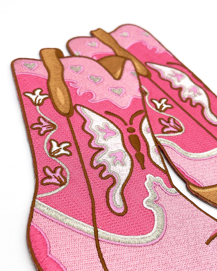 Pink Cowgirl Boots Large Back Patch