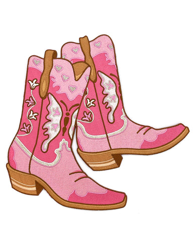 Pink Cowgirl Boots Large Back Patch