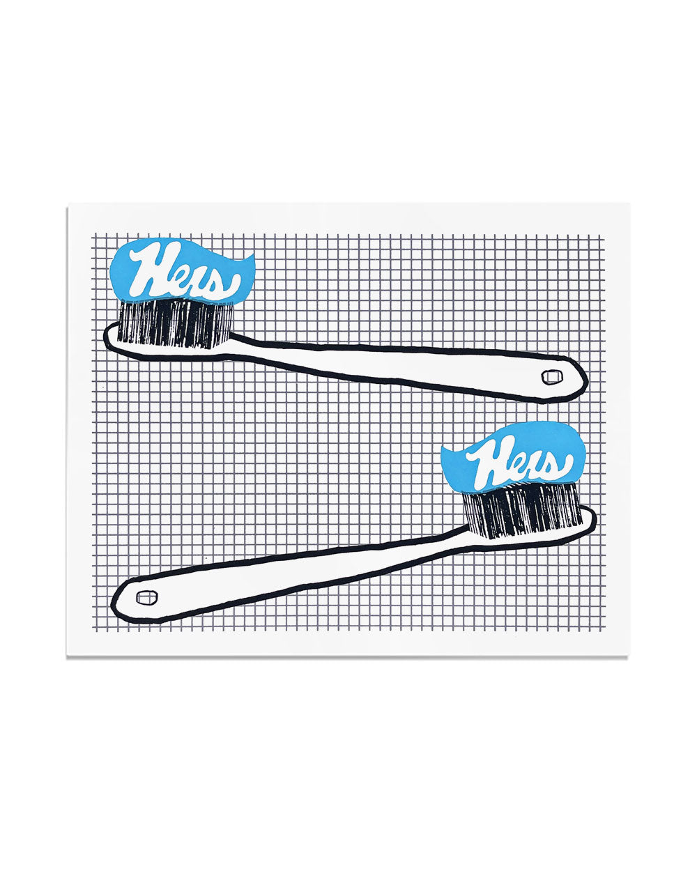 Hers & Hers Toothbrushes Screenprinted Art Print (8" x 10")-Yardsale Press-Strange Ways