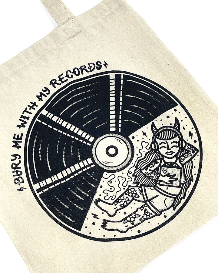 Bury Me With My Records Tote Bag-KWT Designs-Strange Ways