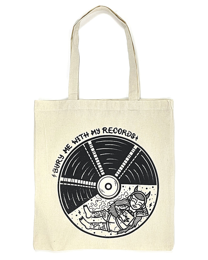 Bury Me With My Records Tote Bag-KWT Designs-Strange Ways