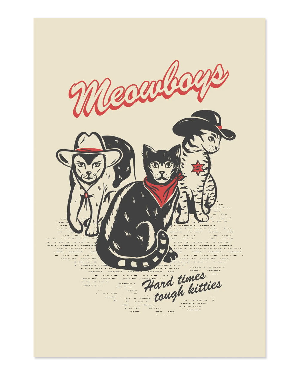 Meowboys Cat Western Art Print (12" x 18")-Retro-a-go-go!-Strange Ways