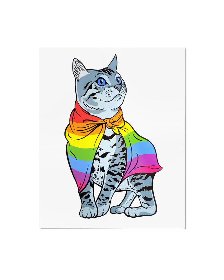 Rainbow Pride Kitty Cat Art Print (8" x 10")-Cat Champion-Strange Ways