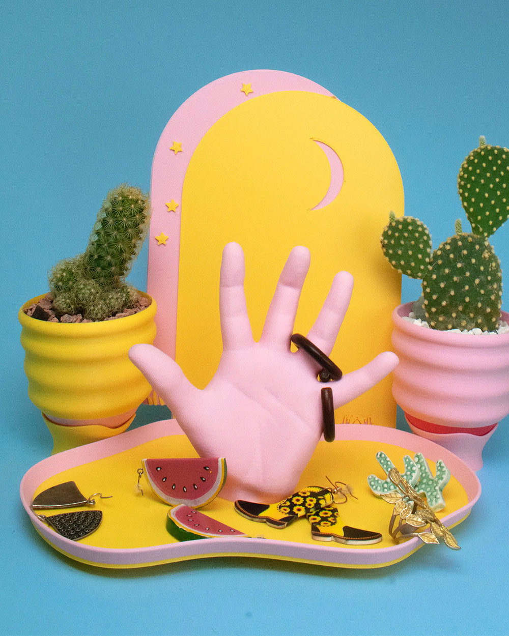 The Hand Catchall Tray - Pink/Yellow-Object Lover-Strange Ways