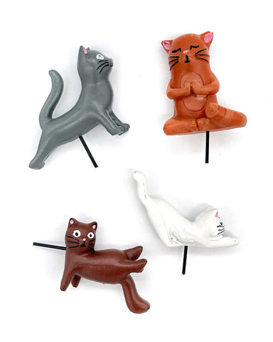 Yoga Cats Potted Plant Markers (Set of 4)