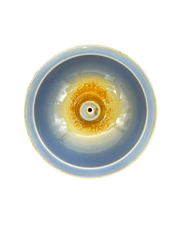 Ceramic Incense Bowl - Blue/Yellow-Shoyeido-Strange Ways