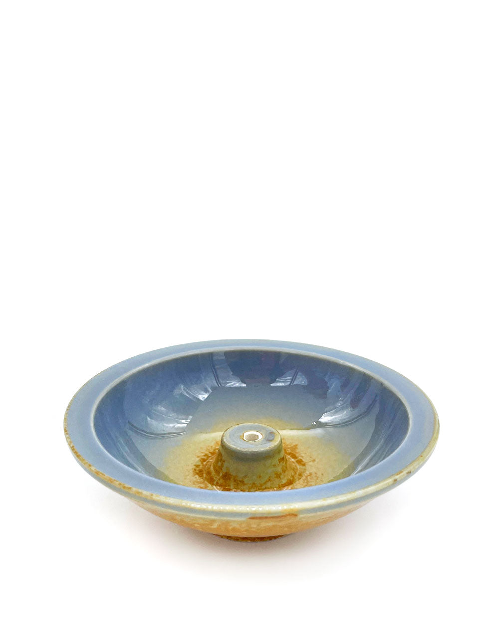Ceramic Incense Bowl - Blue/Yellow-Shoyeido-Strange Ways