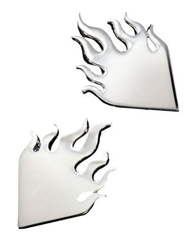 Flames Collar Pins Set - Silver